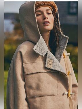 Free People Slouchy Hooded Duffle jacket sz medium